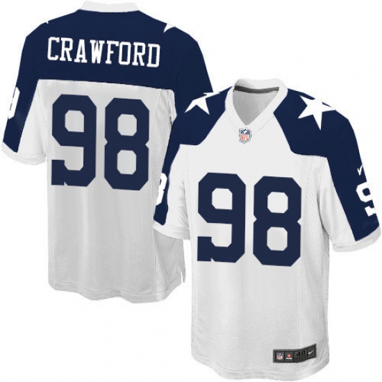 Men's Nike Dallas Cowboys 98 Tyrone Crawford Game White Throwback Alternate NFL Jersey