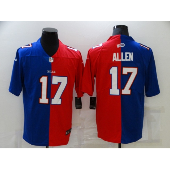 Men's Buffalo Bills 17 Josh Allen Blue-Red Nike Split Fashion Football Limited Jersey