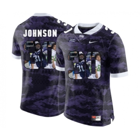 TCU Horned Frogs 30 Denzel Johnson Purple With Portrait Print College Football Limited Jersey