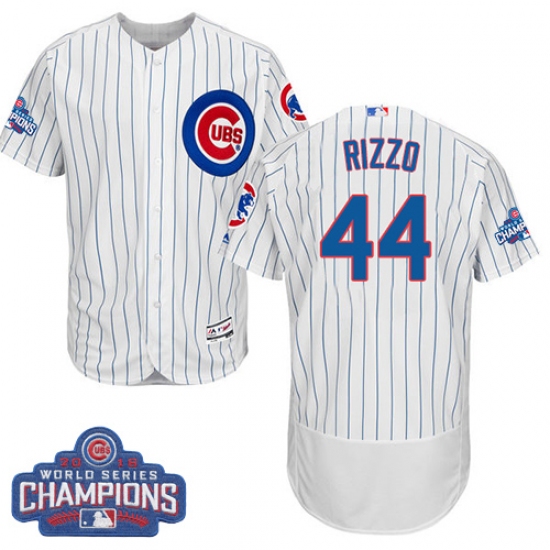 Men's Majestic Chicago Cubs 44 Anthony Rizzo White 2016 World Series Champions Flexbase Authentic Collection MLB Jersey