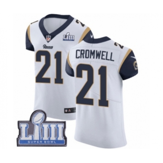 Men's Nike Los Angeles Rams 21 Nolan Cromwell White Vapor Untouchable Elite Player Super Bowl LIII Bound NFL Jersey