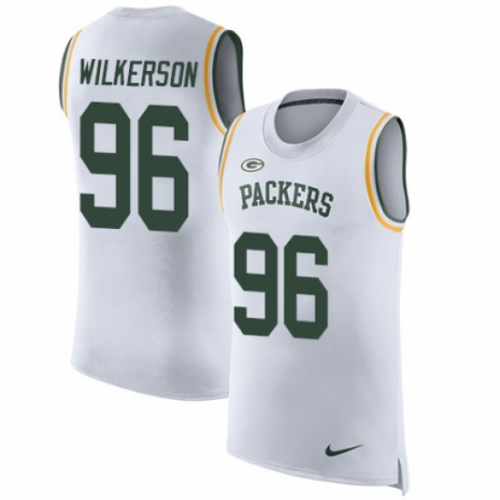 Men's Nike Green Bay Packers 96 Muhammad Wilkerson White Rush Player Name & Number Tank Top NFL Jersey