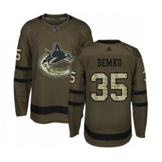 Men's Vancouver Canucks 35 Thatcher Demko Authentic Green Salute to Service Hockey Jersey