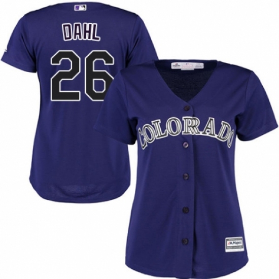 Women's Majestic Colorado Rockies 26 David Dahl Authentic Purple Alternate 1 Cool Base MLB Jersey