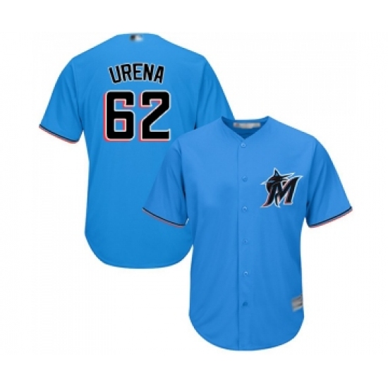 Men's Miami Marlins 62 Jose Urena Replica Blue Alternate 1 Cool Base Baseball Jersey
