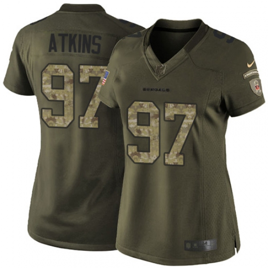 Women's Nike Cincinnati Bengals 97 Geno Atkins Elite Green Salute to Service NFL Jersey
