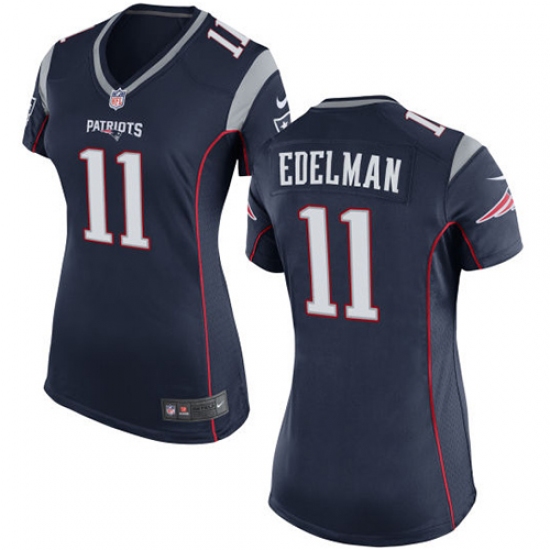 Women's Nike New England Patriots 11 Julian Edelman Game Navy Blue Team Color NFL Jersey