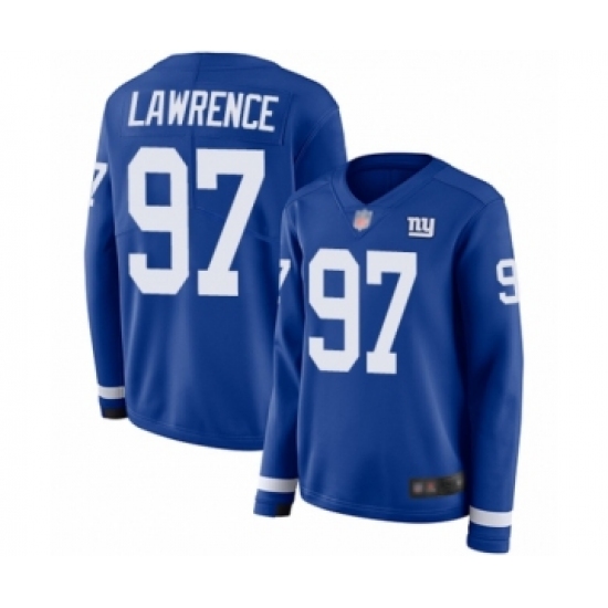 Women's New York Giants 97 Dexter Lawrence Limited Royal Blue Therma Long Sleeve Football Jersey