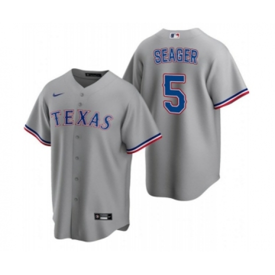 Men's Texas Rangers 5 Corey Seager Gray Cool Base Stitched Baseball Jersey