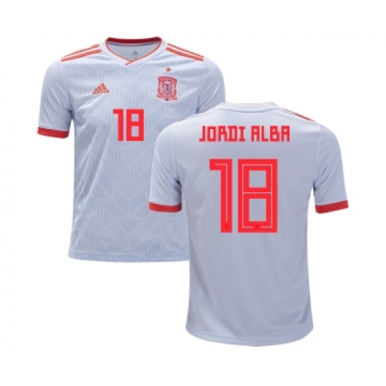 Spain 18 Jordi Alba Away Kid Soccer Country Jersey