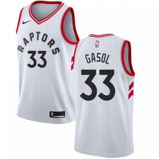Women's Nike Toronto Raptors 33 Marc Gasol White Women's NBA Swingman Association Edition Jersey