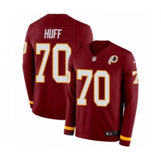 Men's Nike Washington Redskins 70 Sam Huff Limited Burgundy Therma Long Sleeve NFL Jersey