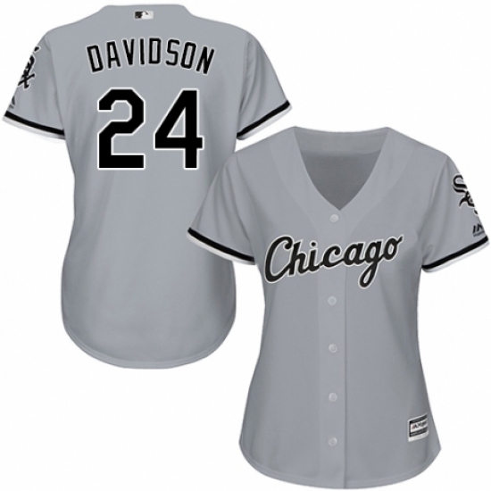 Women's Majestic Chicago White Sox 24 Matt Davidson Replica Grey Road Cool Base MLB Jersey