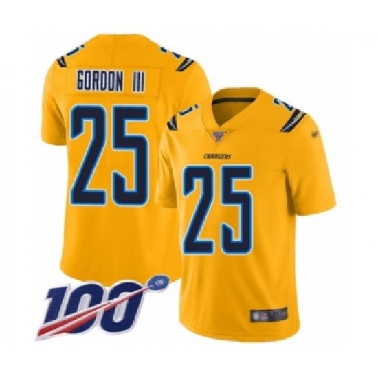 Youth Los Angeles Chargers 25 Melvin Gordon Limited Gold Inverted Legend 100th Season Football Jersey