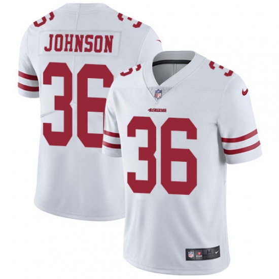 Men's Nike San Francisco 49ers 36 Dontae Johnson White Vapor Untouchable Limited Player NFL Jersey