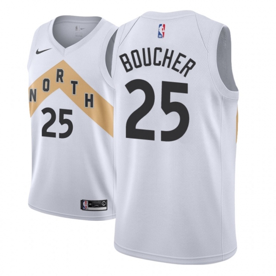 Men NBA 2018-19 Toronto Raptors 25 Chris Boucher City Edition White Jersey