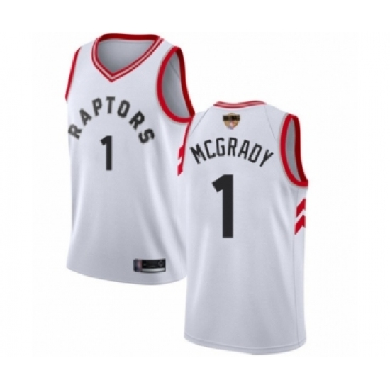 Men's Toronto Raptors 1 Tracy Mcgrady Swingman White 2019 Basketball Finals Bound Jersey - Association Edition