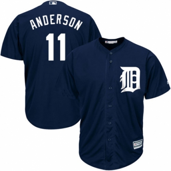 Men's Majestic Detroit Tigers 11 Sparky Anderson Replica Navy Blue Alternate Cool Base MLB Jersey