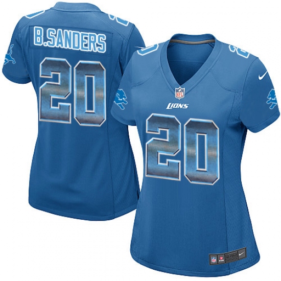 Women's Nike Detroit Lions 20 Barry Sanders Limited Blue Strobe NFL Jersey