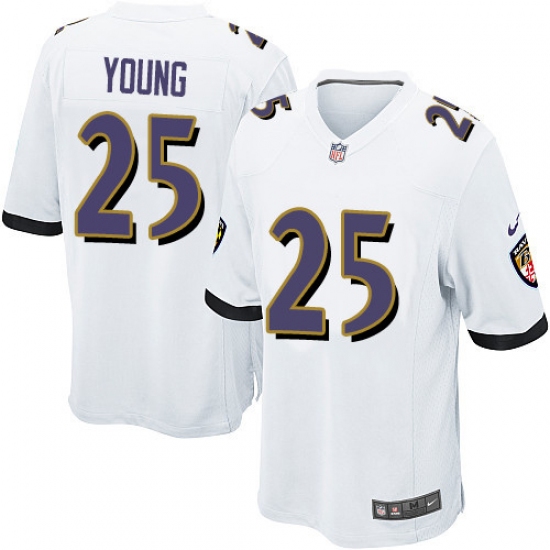 Men's Nike Baltimore Ravens 25 Tavon Young Game White NFL Jersey