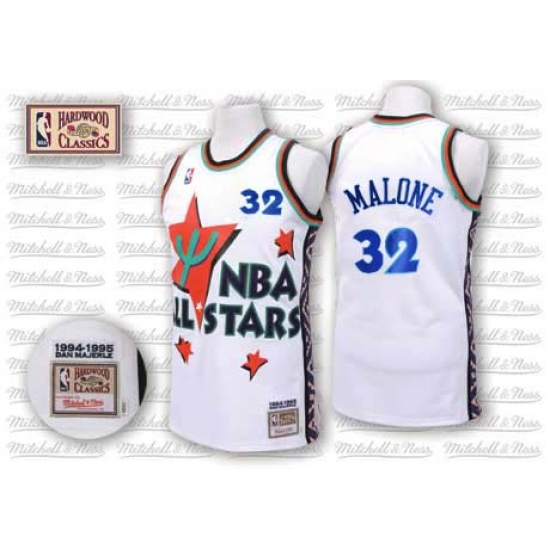 Men's Adidas Utah Jazz 32 Karl Malone Authentic White 1995 All Star Throwback NBA Jersey