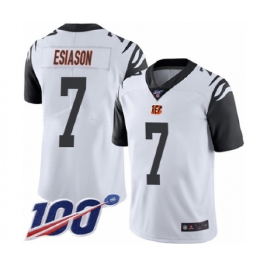 Men's Cincinnati Bengals 7 Boomer Esiason Limited White Rush Vapor Untouchable 100th Season Football Jersey