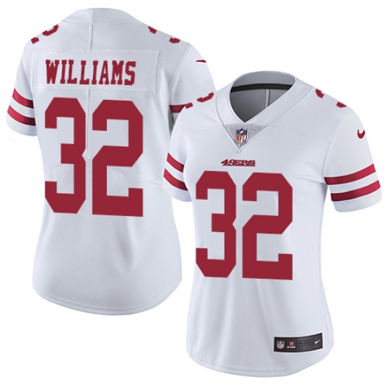 Women's Nike San Francisco 49ers 32 Joe Williams White Vapor Untouchable Limited Player NFL Jersey