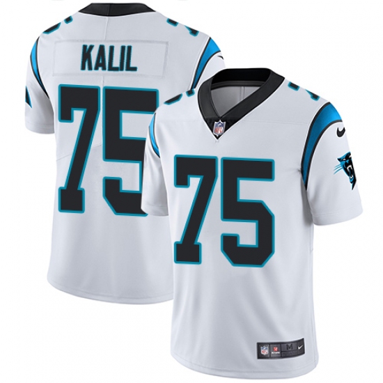 Youth Nike Carolina Panthers 75 Matt Kalil White Vapor Untouchable Limited Player NFL Jersey