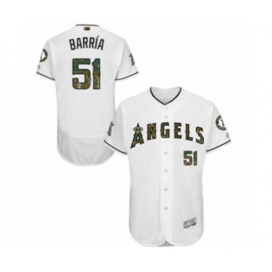 Men's Los Angeles Angels of Anaheim 51 Jaime Barria Authentic White 2016 Memorial Day Fashion Flex Base Baseball Player Jersey