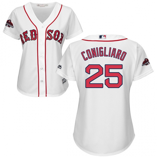 Women's Majestic Boston Red Sox 25 Tony Conigliaro Authentic White Home 2018 World Series Champions MLB Jersey