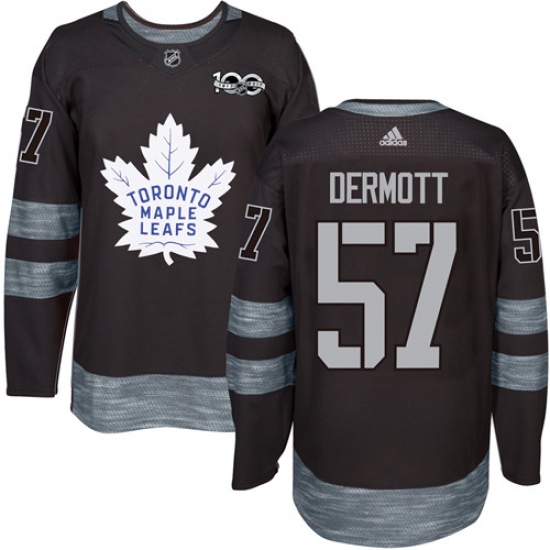 Men's Adidas Toronto Maple Leafs 57 Travis Dermott Authentic Black 1917-2017 100th Anniversary NHL Jersey