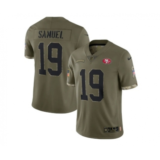 Men's San Francisco 49ers 19 Deebo Samuel 2022 Olive Salute To Service Limited Stitched Jersey