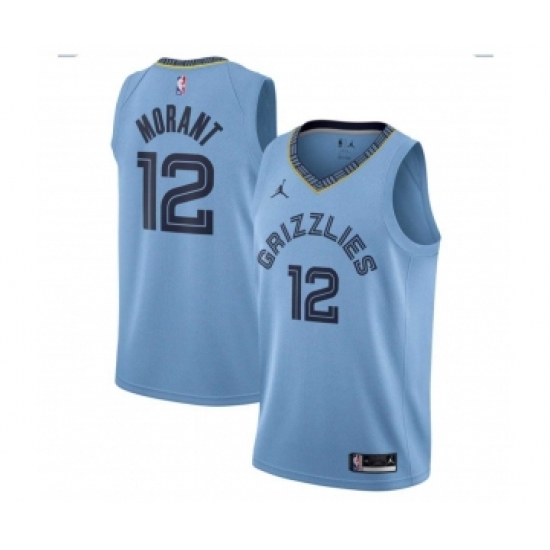 Youth Memphis Grizzlies 12 Ja Morant Blue Jordan Stitched Jersey