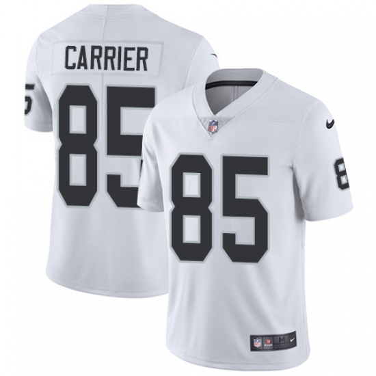 Men's Nike Oakland Raiders 85 Derek Carrier White Vapor Untouchable Limited Player NFL Jersey