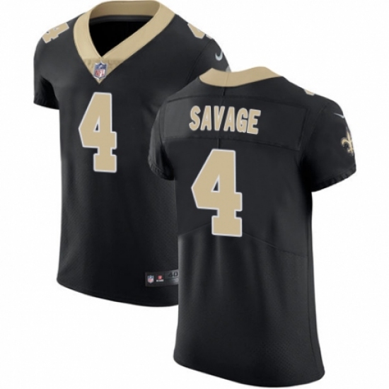 Men's Nike New Orleans Saints 4 Tom Savage Black Team Color Vapor Untouchable Elite Player NFL Jersey
