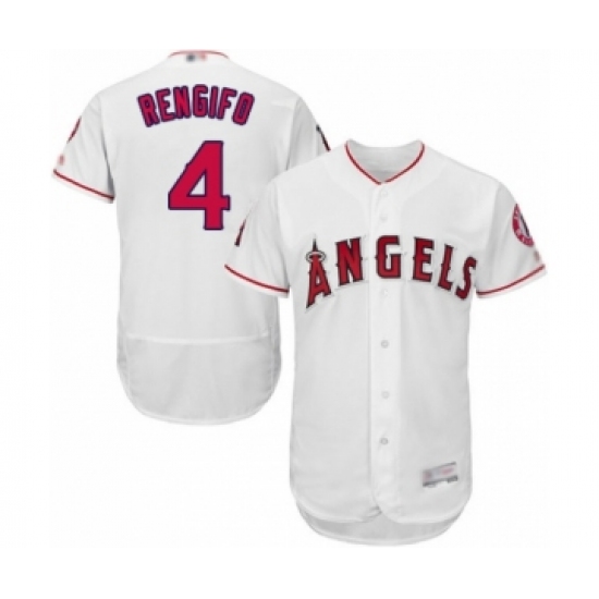 Men's Los Angeles Angels of Anaheim 4 Luis Rengifo White Home Flex Base Authentic Collection Baseball Player Jersey