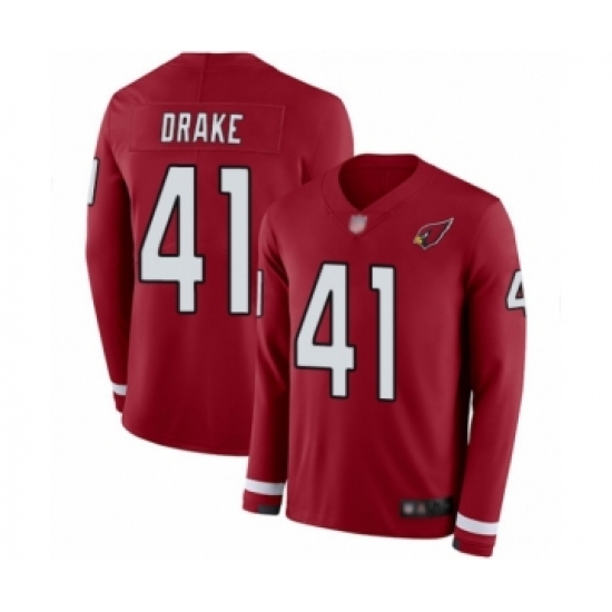 Men's Arizona Cardinals 41 Kenyan Drake Limited Red Therma Long Sleeve Football Jersey