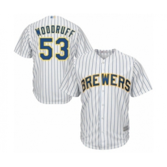 Youth Milwaukee Brewers 53 Brandon Woodruff Authentic White Home Cool Base Baseball Jersey