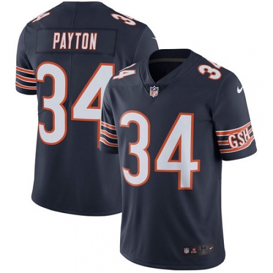 Men's Nike Chicago Bears 34 Walter Payton Navy Blue Team Color Vapor Untouchable Limited Player NFL Jersey