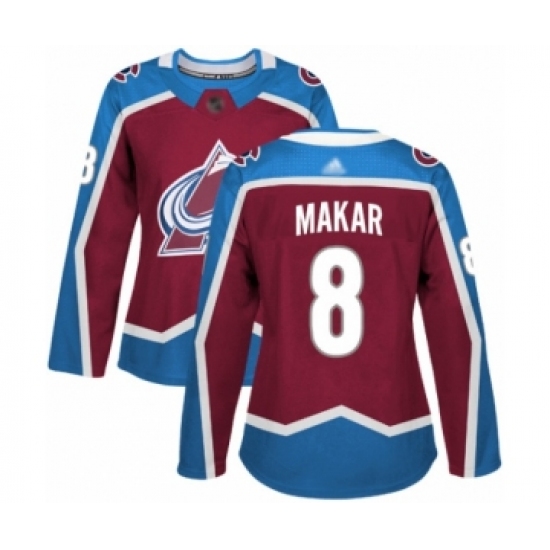 Women's Colorado Avalanche 8 Cale Makar Authentic Burgundy Red Home Hockey Jersey