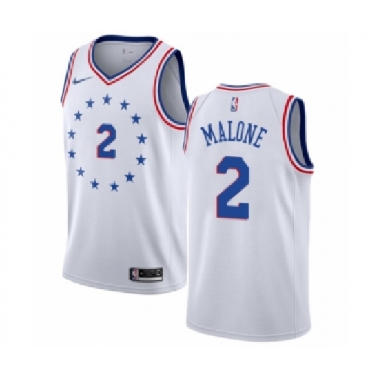 Youth Nike Philadelphia 76ers 2 Moses Malone White Swingman Jersey - Earned Edition