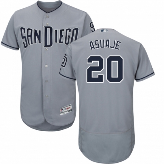 Men's Majestic San Diego Padres 20 Carlos Asuaje Authentic Grey Road Cool Base MLB Jersey