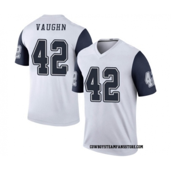 Men's Dallas Cowboys 42 Deuce Vaughn White Stitched NFL Limited Rush Jersey