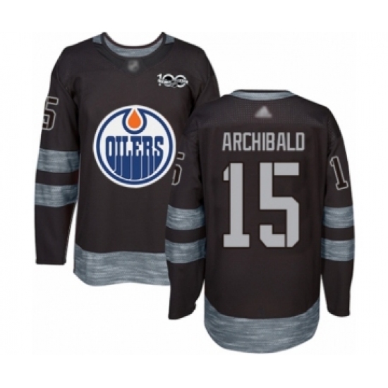 Men's Edmonton Oilers 15 Josh Archibald Authentic Black 1917-2017 100th Anniversary Hockey Jersey