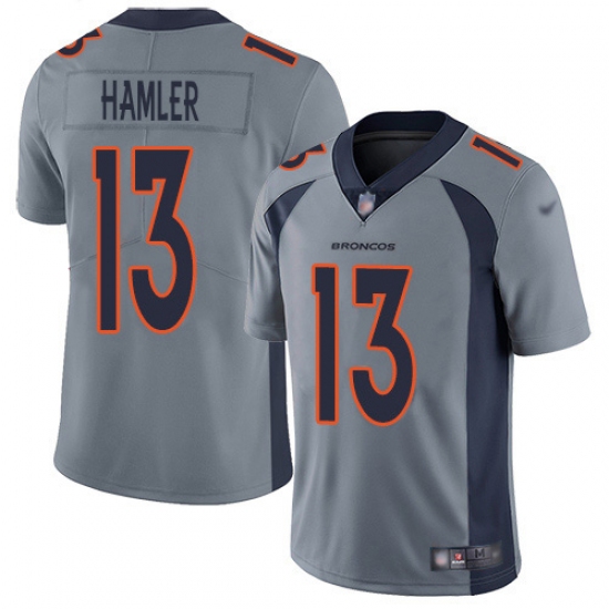 Men's Denver Broncos 13 KJ Hamler Gray Stitched Limited Inverted Legend Jersey