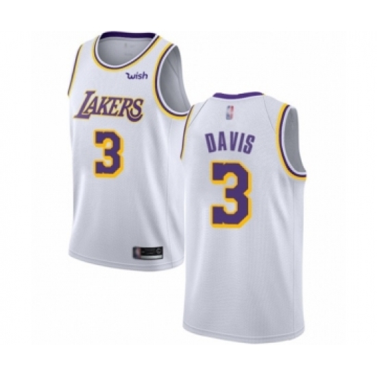 Men's Los Angeles Lakers 3 Anthony Davis Authentic White Basketball Jersey - Association Edition