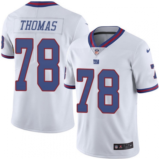Youth New York Giants 78 Andrew Thomas White Stitched NFL Limited Rush Jersey