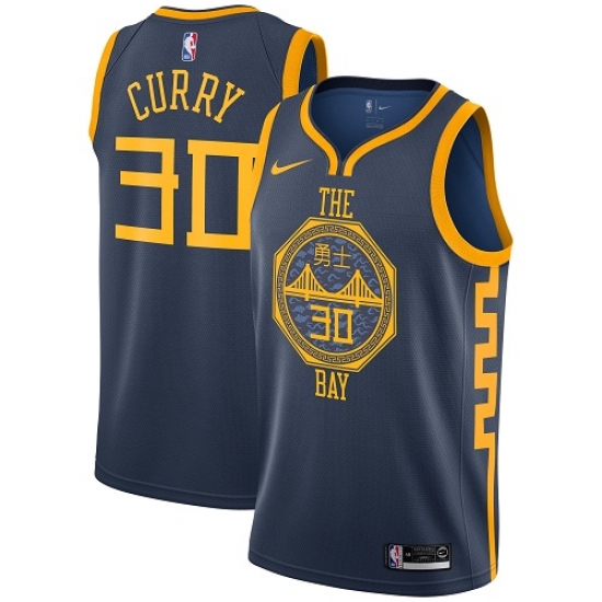 Youth Nike Golden State Warriors 30 Stephen Curry Swingman Navy Blue NBA Jersey - City Edition
