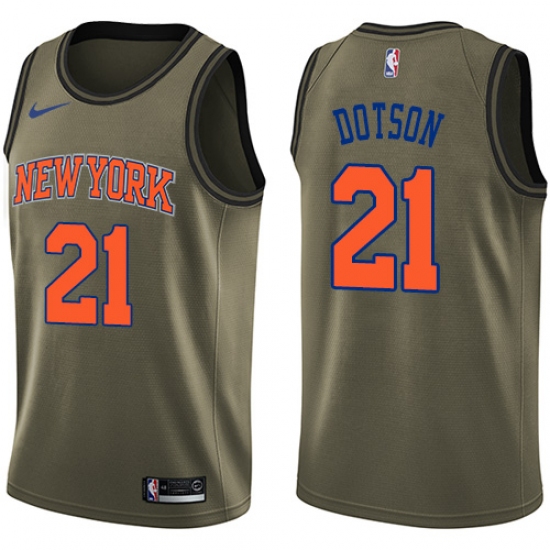 Men's Nike New York Knicks 21 Damyean Dotson Swingman Green Salute to Service NBA Jersey