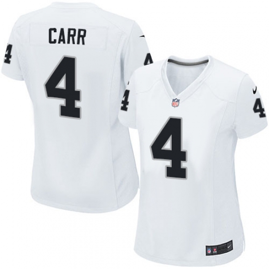 Women's Nike Oakland Raiders 4 Derek Carr Game White NFL Jersey